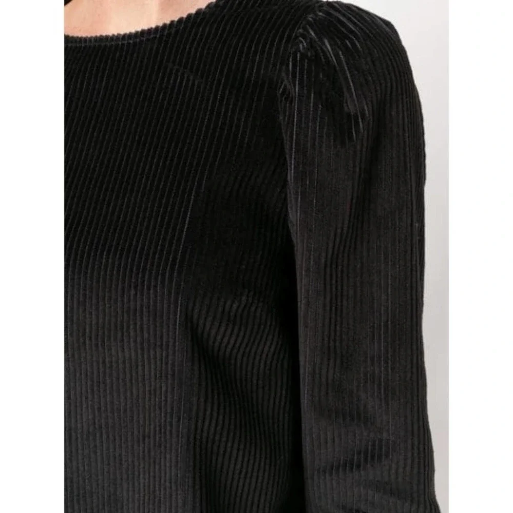 NWT Ulla‎ Johnson Finn Top Round Neck Corduroy Sweater In Black Size 4